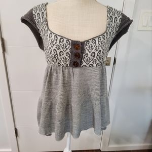 Free People Women's Jacquard Knit Top Sweater Size L